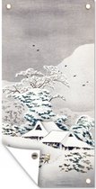 Tuinposter Schilderij - Japan - Sneeuw - 30x60 cm - Tuindoek - Buitenposter