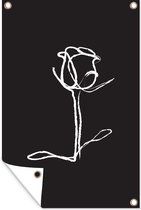Tableau botanique rose sur fond noir affiche de jardin toile en vrac 120x180 cm - Toile de jardin / Toile d'extérieur / Peintures d'extérieur (décoration de jardin) XXL / Groot format!