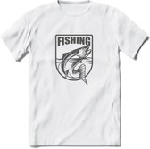 Fishing - Vissen T-Shirt | Grappig Verjaardag Vis Hobby Cadeau Shirt | Dames - Heren - Unisex | Tshirt Hengelsport Kleding Kado - Wit - 3XL