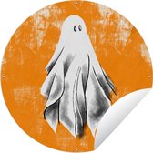 Cercle de jardin Halloween illustration fantôme sur fond usé - 120x120 cm - Poster de jardin rond - Extérieur XXL / Groot format !