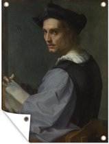 Tuinposter - Tuindoek - Tuinposters buiten - Portrait of a young man - Andrea del Sarto - 90x120 cm - Tuin