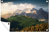 Muurdecoratie Uitzicht over de Zwitserse alpen - 180x120 cm - Tuinposter - Tuindoek - Buitenposter