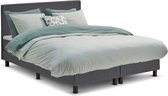 Beddenreus boxspring Illinois vlak met gestoffeerd matras - 160 x 200 cm - donkergrijs