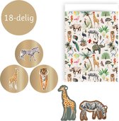 Inpakset 18-delig - Jungle Cadeauzakjes Cadeaustickers Cadeaulabels- Inpakken Giraffe Zebra Tijger - House of Products
