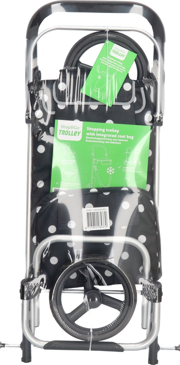 Shop & Go Foldable Boodschappen trolley - Stippen zwart/wit | bol