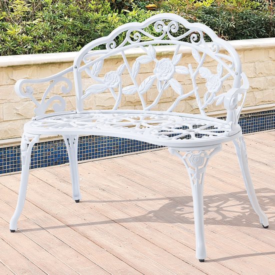 Banc de jardin deux places fonte 100x54x80 cm blanc