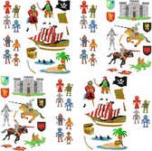 Stickerpakket Ridders, Robots en Piraten | Jongensstickers, Kinderstickers, Knutselstickers, Stickers voor Kinderen, 64 Grote Stickers in het thema Piraten, Glimmende Robots en Rid