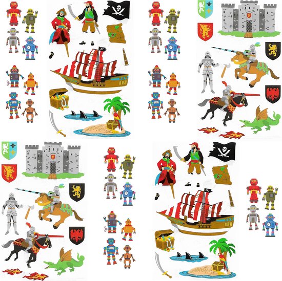 Stickerpakket Ridders, Robots en Piraten | Jongensstickers, Kinderstickers,...  | bol.com