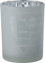 J-Line Windlicht Love Glas Wit Medium Set van 3 stuks
