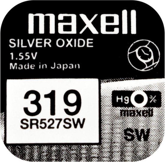 MAXELL 319 - SR527SW - Zilveroxide Knoopcel - horlogebatterij - 2 (twee) stuks