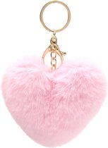 Dielay - Sleutelhanger Fluffy Hart - 9 cm - Lichtroze