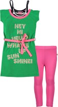 O'Chill - Kledingset (2delig) - Jurk Skyler Groen - Met Blue Seven Capri Legging Roze - Maat 104