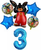 Bing Ballon Set, 3 Jaar Oude Verjaardag Party Ballon Decoratie, Konijn Aluminiumfolie Ballon Nummer 3