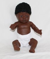 The Doll Factory Babypoppen Afrikaans Jongetje met Haar 34 cm
