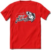 Lets Go Fishing - Vissen T-Shirt | Grappig Verjaardag Vis Hobby Cadeau Shirt | Dames - Heren - Unisex | Tshirt Hengelsport Kleding Kado - Rood - S