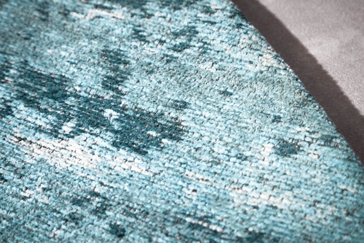Ronde Vintage vloerkleed 150 cm turquoise Tapijt verwassen ronde used look