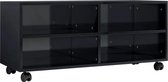 Furnibella - Tv-meubel met wieltjes 90x35x35 cm spaanplaat hoogglans zwart