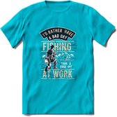 A bad Day Fishing - Vissen T-Shirt | Beige | Grappig Verjaardag Vis Hobby Cadeau Shirt | Dames - Heren - Unisex | Tshirt Hengelsport Kleding Kado - Blauw - XXL