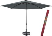 Parasol rond grijs 300 cm met voet en hoes | Madison Elba is een kantelbare en ronde parasol
