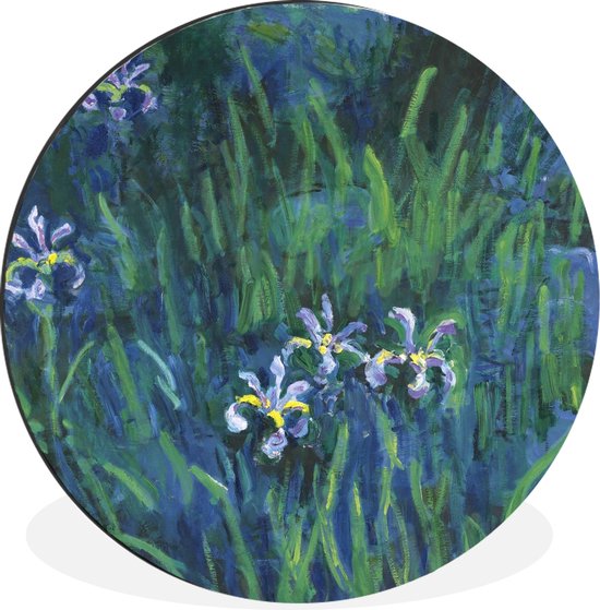 WallCircle - Wandcirkel - Muurcirkel - Irissen- Schilderij van Claude Monet - Aluminium - Dibond - ⌀ 60 cm - Binnen en Buiten