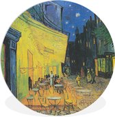 WallCircle - Wandcirkel ⌀ 30 - Caféterras bij nacht - Schilderij van Vincent van Gogh - Ronde schilderijen woonkamer - Wandbord rond - Muurdecoratie cirkel - Kamer decoratie binnen - Wanddecoratie muurcirkel - Woonaccessoires