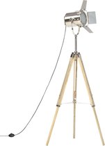 vidaXL Vloerlamp driepoot 140 cm massief mangohout