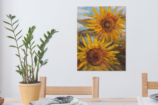 Tableau Toile Tournesols - Peinture - Couleurs - 30x40 cm - Décoration murale