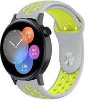 Siliconen Smartwatch bandje - Geschikt voor  Huawei Watch GT 3 42mm sport band - grijs/geel - 42mm - Strap-it Horlogeband / Polsband / Armband