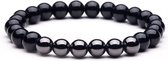Musthaves-Kralenarmband elastiek voor heren-natuursteen kralen 8mm-zwart-one size