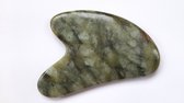 Jade Guasha – Groene Jade - massage schraper - hart vinger, L 8 cm Inclusief Reiszakje