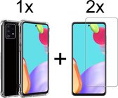 Samsung A52s hoesje shock proof case transparant - Samsung Galaxy A52s hoesje hoesjes cover hoes - Hoesje Samsung A52s - 2x Samsung A52s Screenprotector