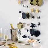 Christmas / Kerst - Gouden Ster & Cirkel Zwart Glitter - Guirlande - Vlaggenlijn - Slinger - Vlag | Huwelijk - Geboorte - Feest - Verjaardag - Jubileum - Bruiloft - Babyshower - Event - Wedding - Birthday party - Veranda - Decoratie | DH collection