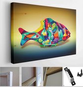 Toy decorative fish hand painted paints. Contemporary art - Modern Art Canvas - Horizontal - 258943682 - 40*30 Horizontal