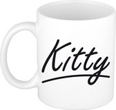 Kitty naam cadeau mok / beker sierlijke letters - Cadeau collega/ moederdag/ verjaardag of persoonlijke voornaam mok werknemers