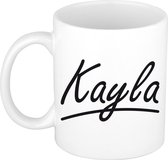 Kayla naam cadeau mok / beker sierlijke letters - Cadeau collega/ moederdag/ verjaardag of persoonlijke voornaam mok werknemers
