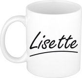 Lisette naam cadeau mok / beker sierlijke letters - Cadeau collega/ moederdag/ verjaardag of persoonlijke voornaam mok werknemers