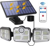 WiseGarden© Solar tuinverlichting - 3 lampen - Solar wandlamp buiten - Bewegingssensor - Tuinverlichting op zonne-energie - Dimbaar - IP65 waterdicht - 122 LED lampjes - Met afstandbediening 