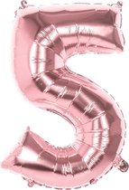 Boland - Folieballon '5' roségoud (86 cm) 5 - Rose Goud - Cijfer ballon