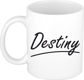 Destiny naam cadeau mok / beker sierlijke letters - Cadeau collega/ moederdag/ verjaardag of persoonlijke voornaam mok werknemers