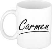 Carmen naam cadeau mok / beker sierlijke letters - Cadeau collega/ moederdag/ verjaardag of persoonlijke voornaam mok werknemers