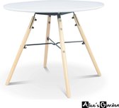 Alice's Garden Kindertafel CHARLIE - Rond - Ø60x H48cm, Naturel/Wit