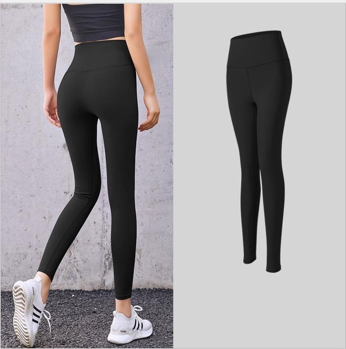 Sportlegging - Yogalegging - High Waist - Zwart - Maat: M
