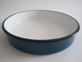 Emaille ovenschaal - rond - Ø 26 cm - blauw gespikkeld