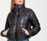 Yugo Mode - Black Cropped High Neck Puffer Jacket
