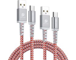 Dux Ducis K-II Pro 2A USB naar USB-C Kabel (2-Pack) 1M+2M Rood