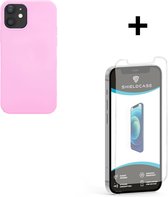 ShieldCase Pantone siliconen hoesje geschikt voor Apple iPhone 12 / 12 Pro - roze + glazen Screen Protector