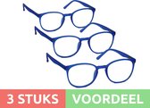 Computer bril - lichtblauw rond sterkte +2.5 - 3 stuks - blauw licht filter - blue blocker leesbril