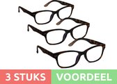 Computer bril - tortoise rechthoekig sterkte +1.5 - 3 stuks - blauw licht filter - blue blocker leesbril