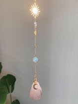 Handgemaakte Kristal Suncatcher Rozenkwarts - Rose Quartz - Edelsteen Zonnevanger - Kerst cadeau- Huisdecoratie Raamhanger - Crystal