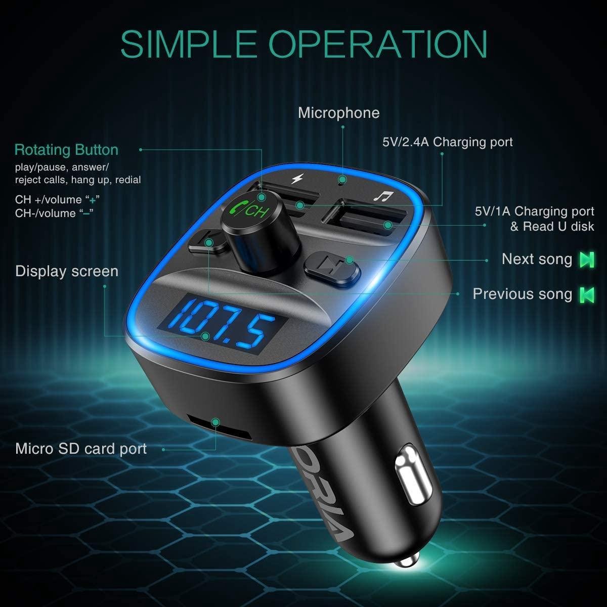 Autoradio Bluetooth USB Lifelf Radio Voiture Récepteur avec Lecteur MP3 WMA  F